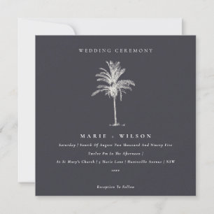 Palmier tropical Marine Kraft Wedding Invitation