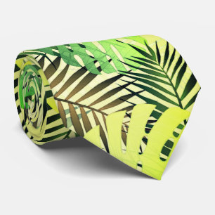Palmier vert et or tropical feuille cravate