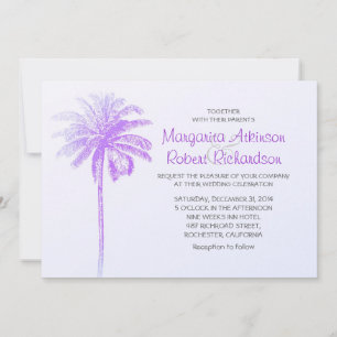 palmier violet blanc plage invitation mariage