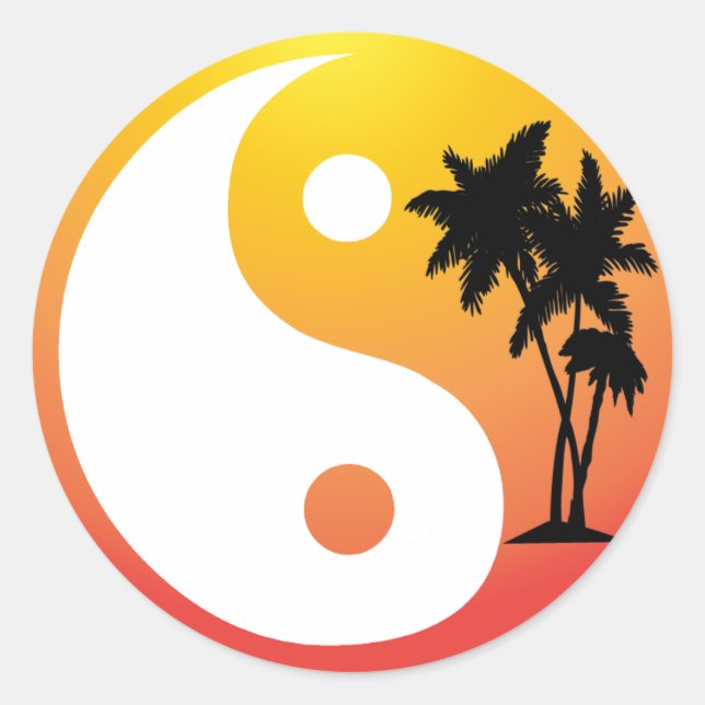 Palmiers au coucher du soleil Sticker Yin Yang (Devant)