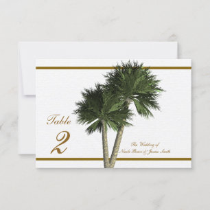 Palmiers Blanc & Or Elégante carte de mariage