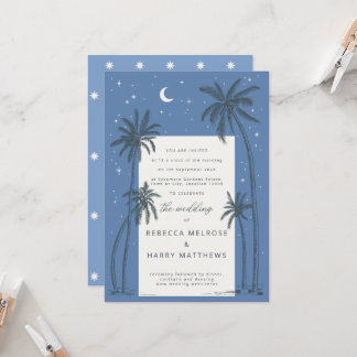 Palmiers bleu étoile faire-part de mariage boho