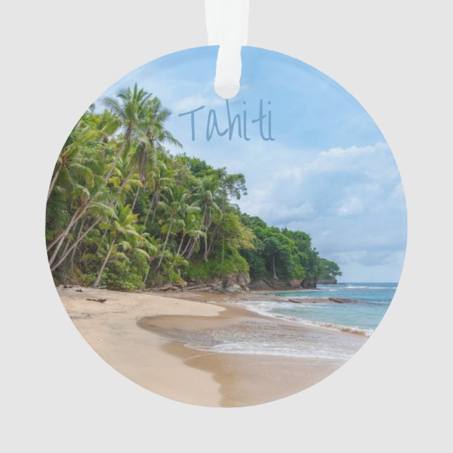 Palmiers bleus de la plage de sable de Tahiti (dos)