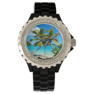 Palmiers de la plage de Maho Bay - Montres Saint-J