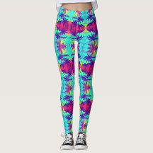 Palmiers en néon cosmique Leggings Motifs