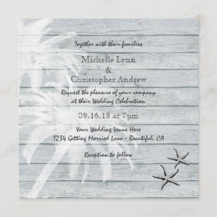 Palmiers et Starfish Wood Beach Invitation de mari