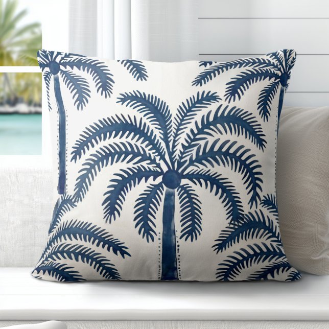 Palmiers Lance Oreiller (Elevate Your Décor: Discover our Elegant Coastal Throw Pillows in Blue & White)
