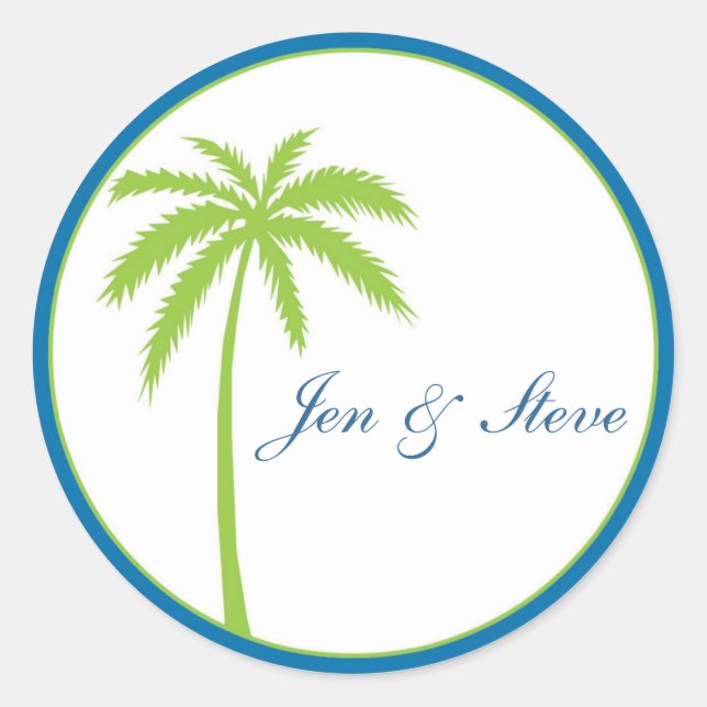 Palmiers Mariage Favor Sticker (Devant)