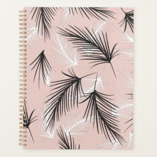 Palmiers Noir Blanc Ton Terreux Rose