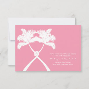 Palmiers noués Carte de réception de mariage tropi