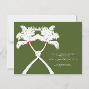 Palmiers noués Red Love Mariage Carte de réception