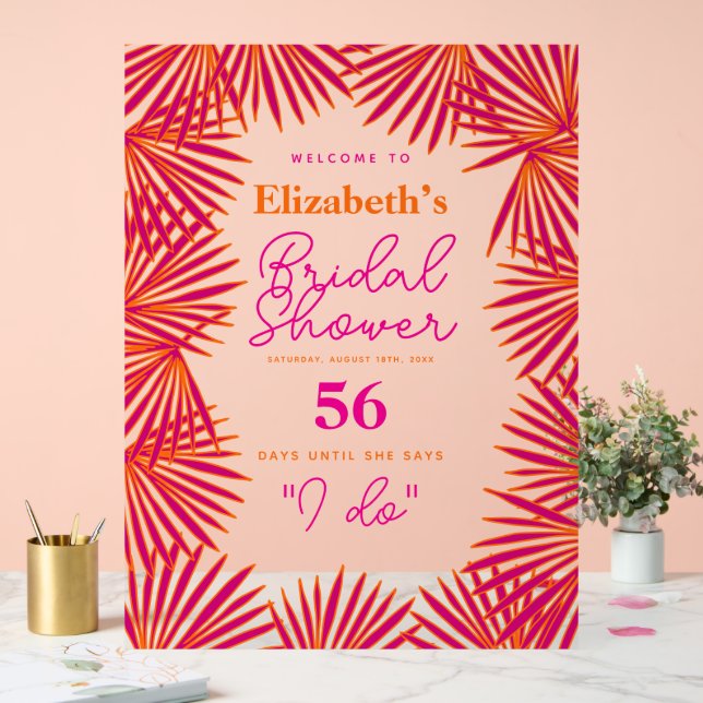 Palmiers rose orangé Fête des mariées tropicale Bi (Mariage)