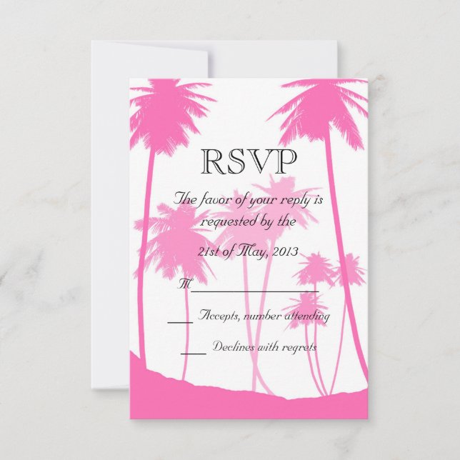 Palmiers roses Mariage tropical RSVP (Devant)