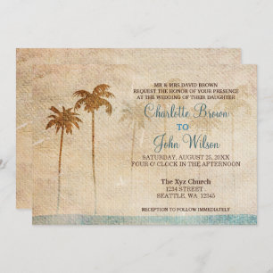 Palmiers Rustiques Plage Mariage Invitations