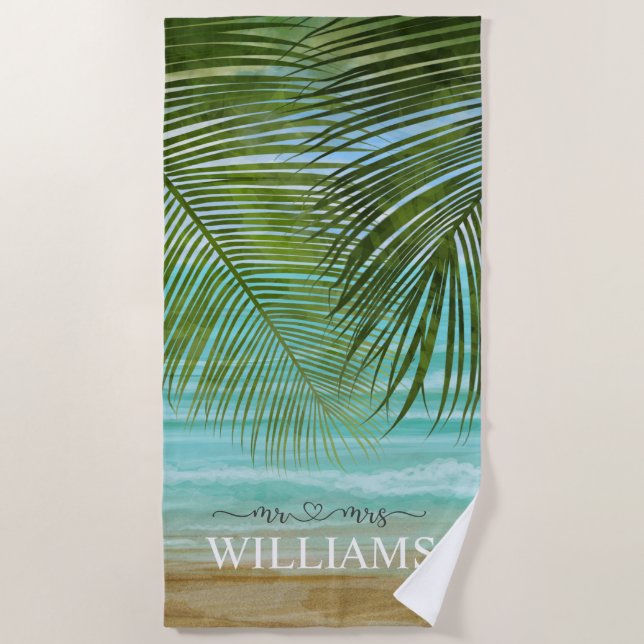 Palmiers Serviette de plage personnalisée (Devant)