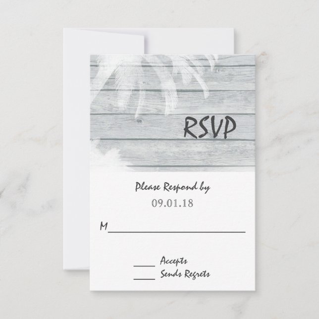 Palmiers sur Wood Beach Mariage RSVP (Devant)