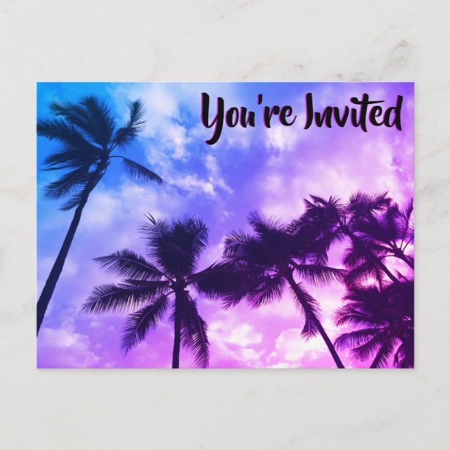 Palmiers tropicaux Anniversaire Fête Invitation Ca (Devant)