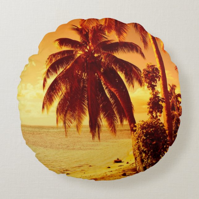 Palmiers tropicaux au coussin rond de coucher du (Devant)