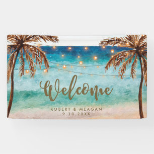 palmiers tropicaux de plage épousant la bannière