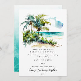 palmiers tropicaux invitation de mariage sur la pl