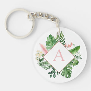 Palmiers tropicaux Mariage rose clair Monogramme