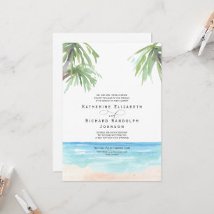 Palmiers tropicaux Plage Mariage Invitation