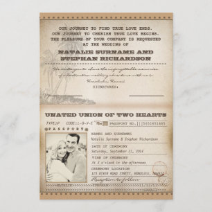 Palmiers vintages invitations au passeport mariage