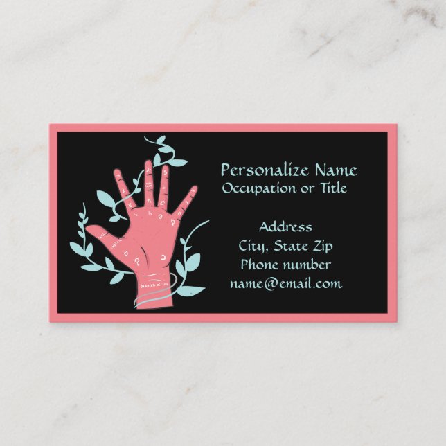Palmistry Spirituelle Astrologie Zodiac Horoscope Visitenkarte (Vorderseite)