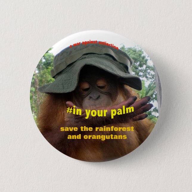 Palmöl-Regenwald-Orang-Utan Erhaltung Button (Vorderseite)