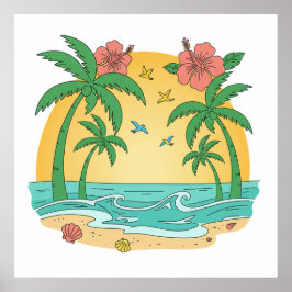 Palmparadies-Tropisches-Strand-Poster Poster