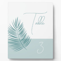 Palms Aqua Tischnummer ・ Küste Modernes Zeichen