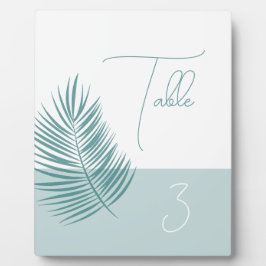 Palms Aqua Tischnummer ・ Küste Modernes Zeichen Fotoplatte