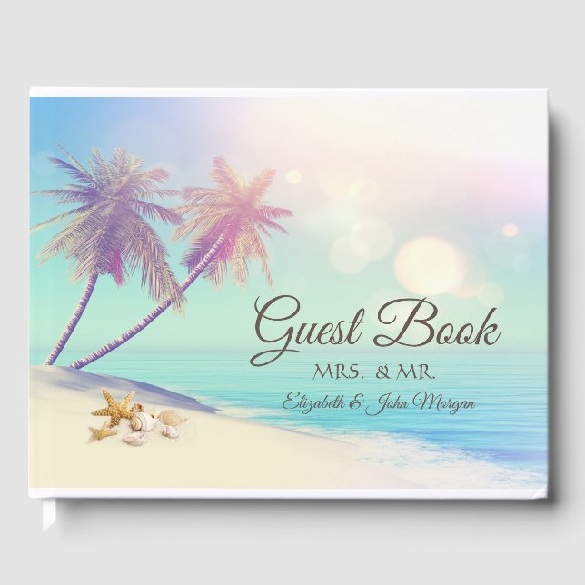 Palms Beach Seashells Wedding Gästebuch (Vorderseite)