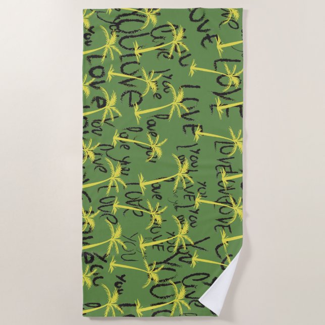 Palms Liebe you Typografy Strandtuch (Vorderseite)