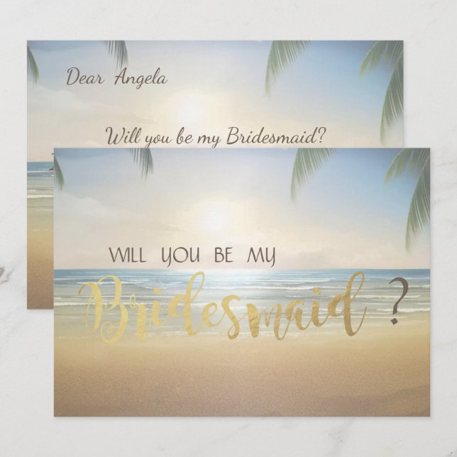 Palms Sunset Beach Bridesmaid Card Einladung (Vorne/Hinten)