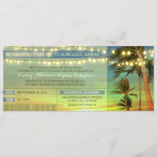 Palms Wedding Boarding Pass Tickets für String Lig Einladung