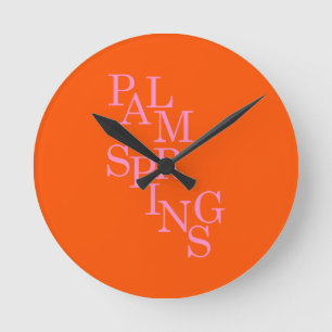 Palmsprings Orange und Rosa Runde Wanduhr