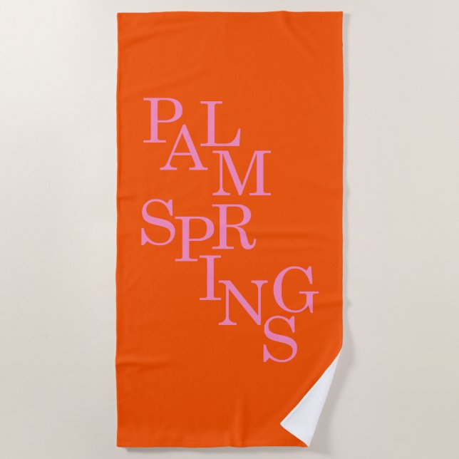 Palmsprings Orange und Rosa Strandtuch (Vorderseite)