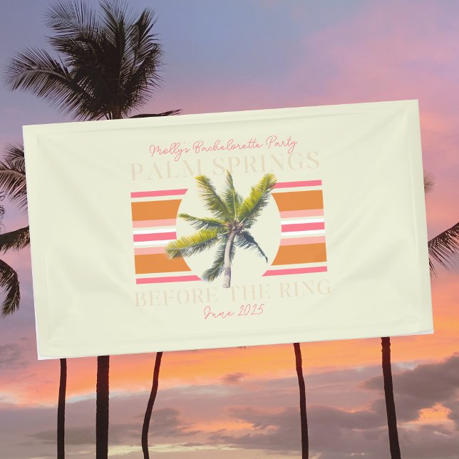Palmsprings vor dem Ring - Retro Bachelorette Banner (Palm Springs Before the Ring banner with retro font – perfect for bachelorette or celebrations!)