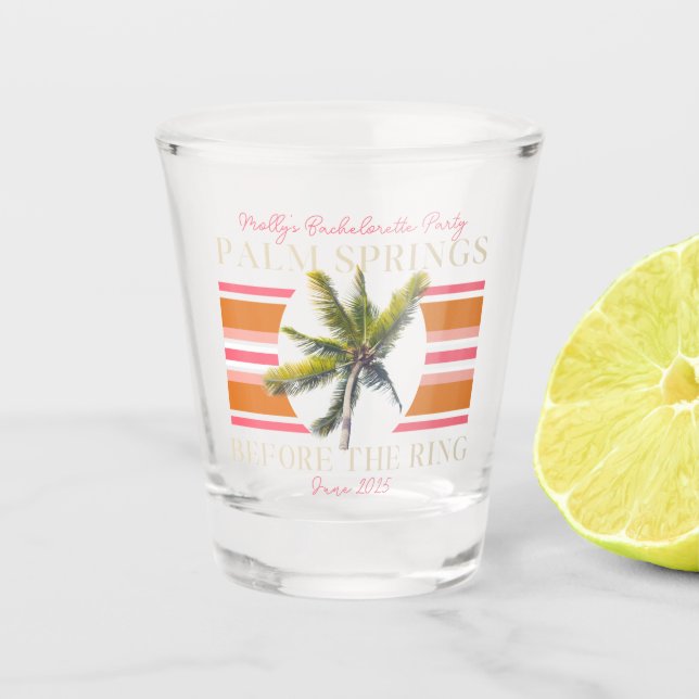 Palmsprings vor dem Ring - Retro Bachelorette Schnapsglas (Vorderseite)
