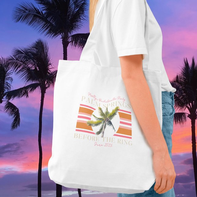 Palmsprings vor dem Ring - Retro Bachelorette Tragetasche (Palm Springs before the Ring tote bag with modern serif font – perfect for bridal celebrations!)