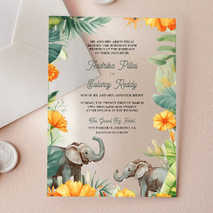 Palmwedding Marigold Elefant Südindische Hochzeit Acryleinladungen