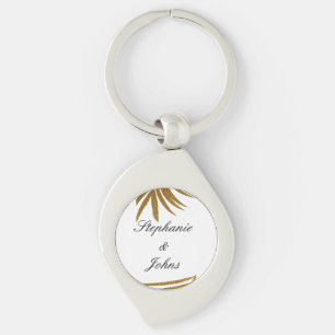 Palmwedel-Gold-Glitter-Paarname Tropisch Schlüsselanhänger