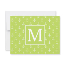 Palmwedel-Grün und weiße Anker-Monogramm