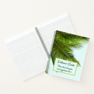 Palmwedel heißen Gäste zur Miete willkommen Notizbuch