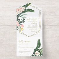 Palmwedel Hibiskus Tropisch Geometrische Hochzeit