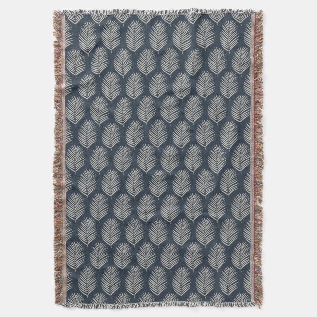 Palmwedel Navyblau und Creme Decke (Vorderseite Vertikal)