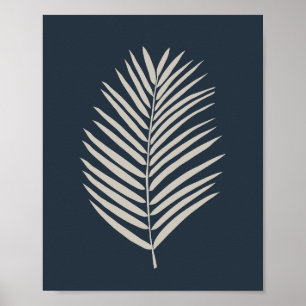 Palmwedel Navyblau und Creme Poster