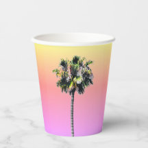 Palmwedel Tropisch Pink Gelb Ombre-Papierbecher