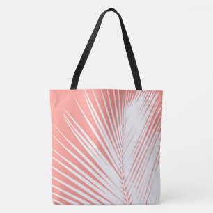 Palmwedel - weiß auf korallenrosa tasche